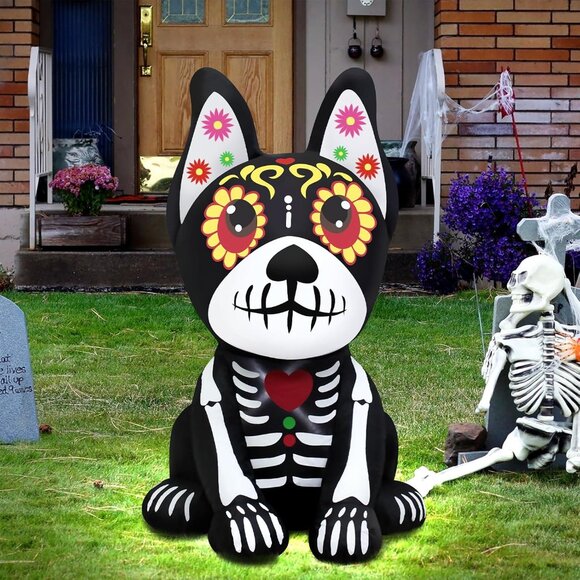 Halloween Inflatable Dog Dia de Los Muertos with LED Lights for Yard Decor - Picture 6 of 7